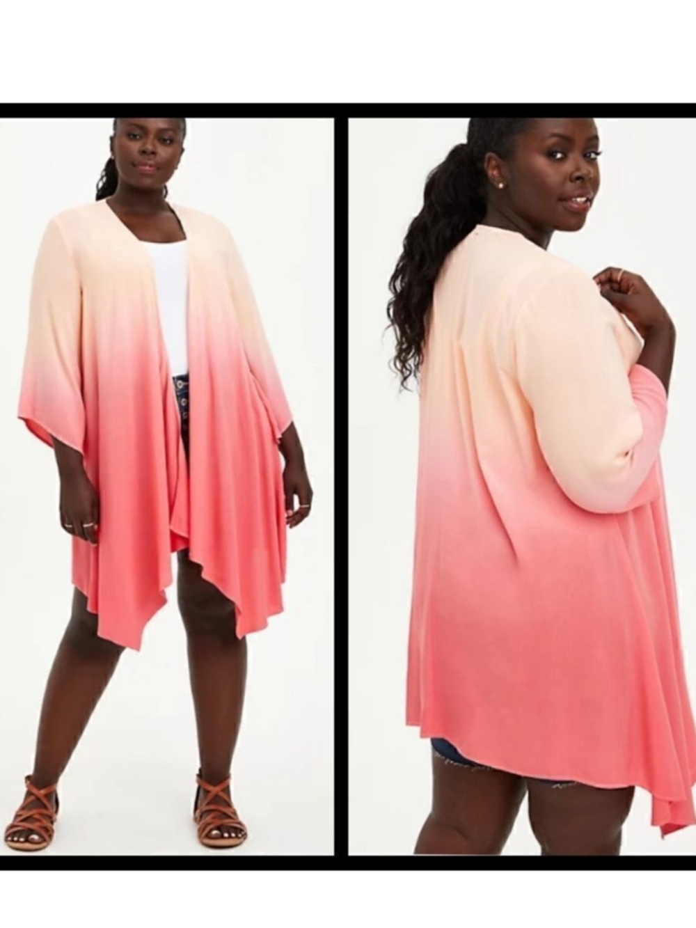 NWT Torrid High Low Dip Dye Ombré Kimono Chiffon Cover-Up Women’s 4X